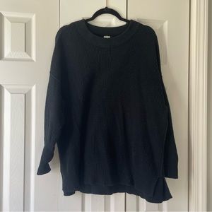 Waffle Oversized Crew Sweater